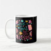 Just A Girl Who Loves Jesus Religious Christian Fl コーヒーマグカップ (左)