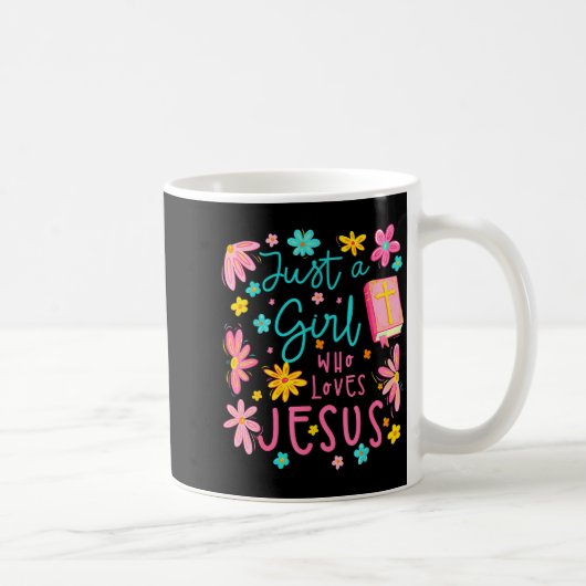 Just A Girl Who Loves Jesus Religious Christian Fl コーヒーマグカップ (右)