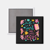 Just A Girl Who Loves Jesus Religious Christian Fl マグネット (正面/裏面)