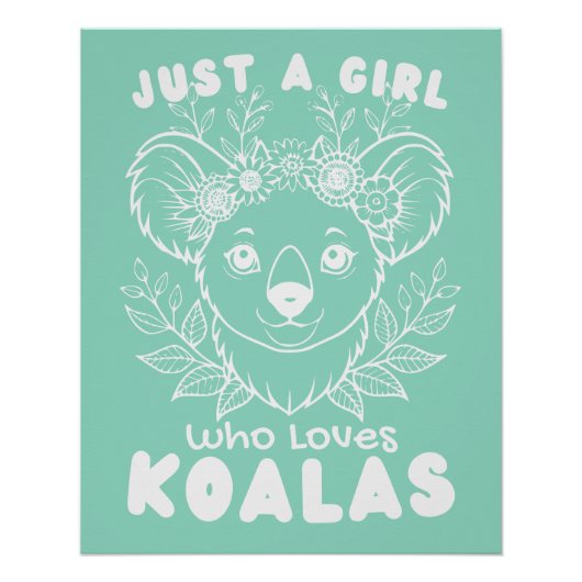 Just a Girl who Loves Koalas Wall Poster Art ポスター (正面)