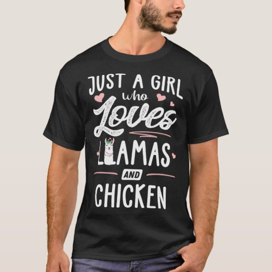 Just A Girl Who Loves Llamas And Chicken Llama Tシャツ (正面)