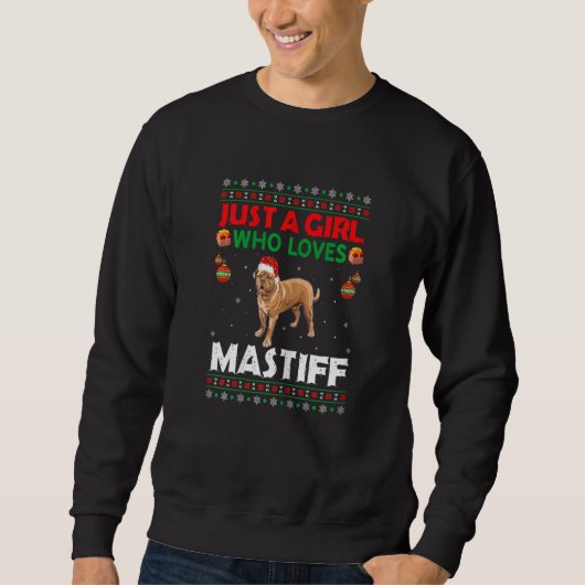 Just A Girl Who Loves Mastiff Dog Matching Christm スウェットシャツ (正面)