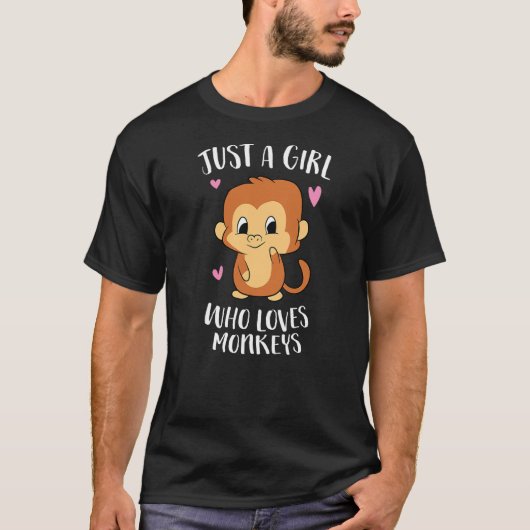 Just a Girl Who Loves Monkeys Cute Monkey Lover Gi Tシャツ (正面)
