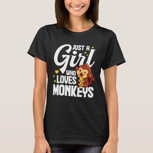 Just A Girl Who Loves Monkeys  Monkey  Banana Tシャツ (正面)