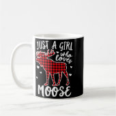 Just A Girl Who Loves Moose Buffalo Plaid Christma コーヒーマグカップ (左)