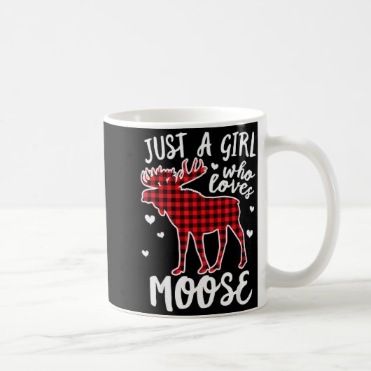 Just A Girl Who Loves Moose Buffalo Plaid Christma コーヒーマグカップ (右)