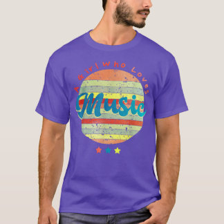 Just A Girl Who Loves Music Cool Retro Sunset Tシャツ