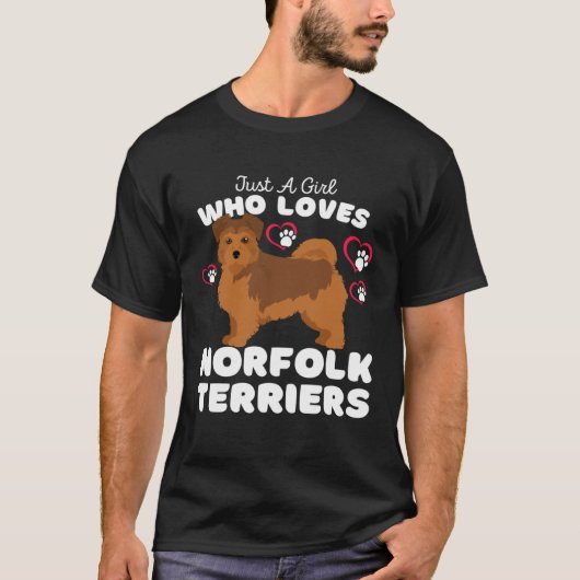 Just A Girl Who Loves Norfolk Terriers  Cute Dogs  Tシャツ (正面)
