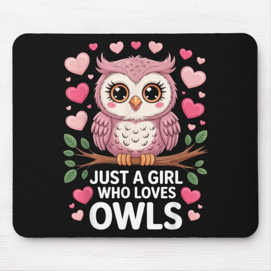 Just A Girl Who Loves Owls Cute Animal Lover Valen マウスパッド (正面)