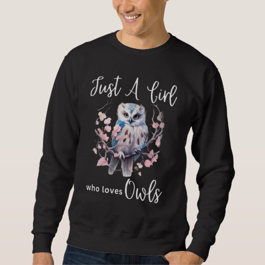 Just A Girl Who Loves Owls Witch Owl On Tree スウェットシャツ (正面)