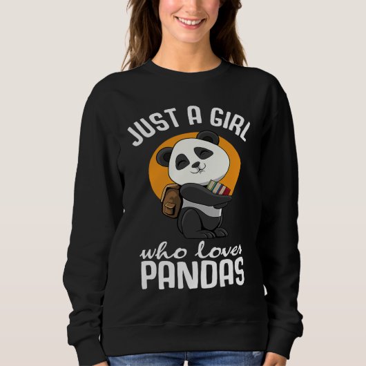 Just A Girl Who Loves Panda School Back to school スウェットシャツ (正面)