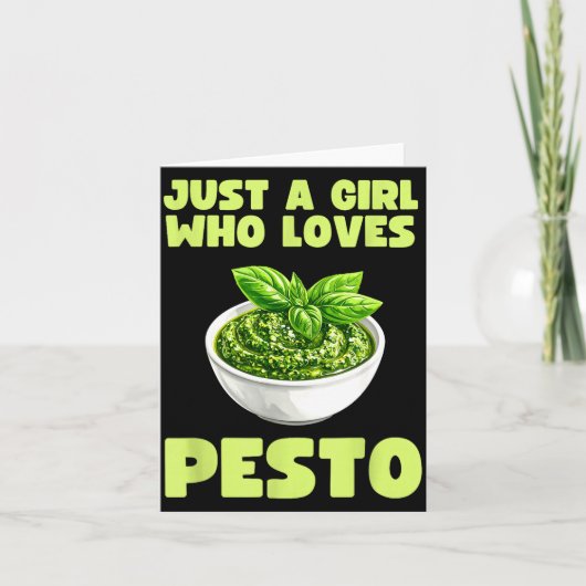 Just A Girl Who Loves Pesto Basil Pasta Italian Ad カード (正面)