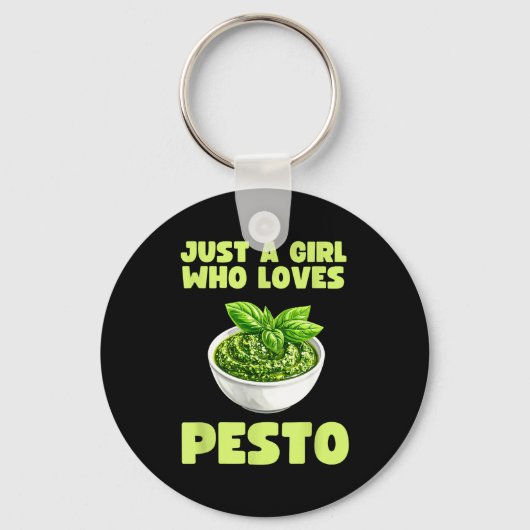 Just A Girl Who Loves Pesto Basil Pasta Italian Ad キーホルダー (正面)