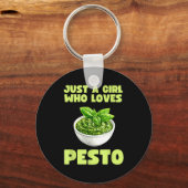 Just A Girl Who Loves Pesto Basil Pasta Italian Ad キーホルダー (正面)