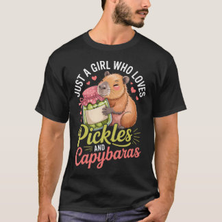 Just A Girl Who Loves Pickles And Capybaras Funny  Tシャツ