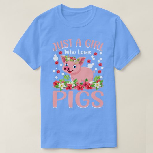 Just A Girl Who Loves Pigs Hog Lover Cute Farmer P Tシャツ (デザイン正面)