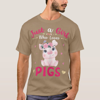 Just A Girl Who Loves PigsCute Pigs Lover Girls Ki Tシャツ