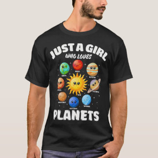 Just A Girl Who Loves Planets Solar Space Science  Tシャツ