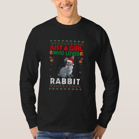 Just A Girl Who Loves Rabbit Matching Christmas Pa Tシャツ (正面)
