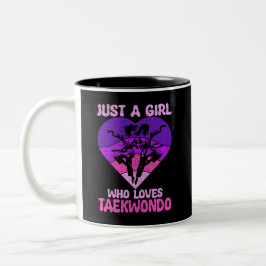 Just A Girl Who Loves Taekwondo Heart Retro Sunset ツートーンマグカップ