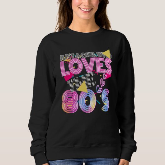 Just A Girl Who Loves The 80s Vaporwave 1980's Fas スウェットシャツ (正面)