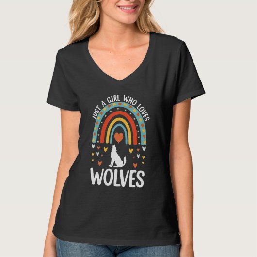 Just A Girl Who Loves Wolves Retro Wolf Girl Vin Tシャツ (正面)