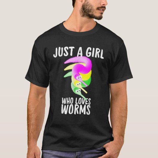 Just a Girl Who Loves Worms  Fuzzy Worm Toy String Tシャツ (正面)
