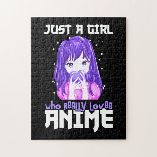 Just A Girl Who Really Loves Anime in Purple ジグソーパズル (縦)