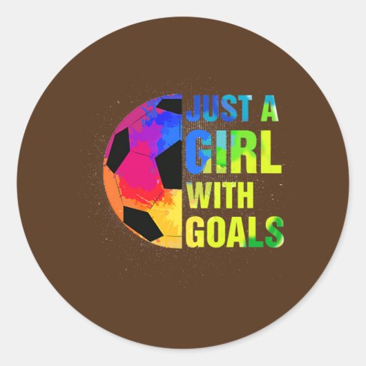 Just A Girl With Goals Soccer Girls Soccer Player ラウンドシール (正面)