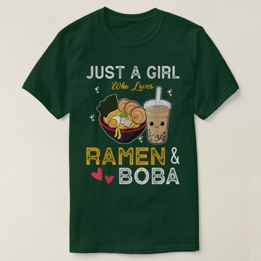 Just A Girls Who Loves Ramen And Boba Kawaii Japan Tシャツ (デザイン正面)