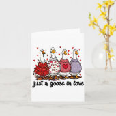 Just A Goose In Love Valentine Funny Goose Men Wom カード (黄色い花)