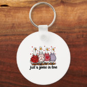 Just A Goose In Love Valentine Funny Goose Men Wom キーホルダー (正面)