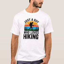 Just a Guy Who Loves Hiking Retro Sunset T-Shirt Tシャツ