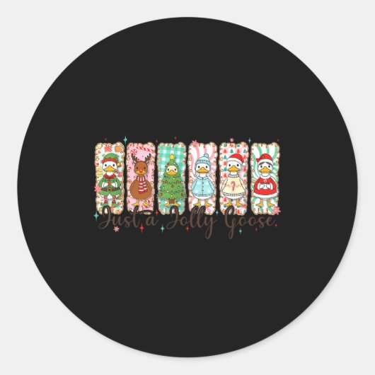 Just A Jolly Goose Funny Christmas Men Women Kids  ラウンドシール (正面)