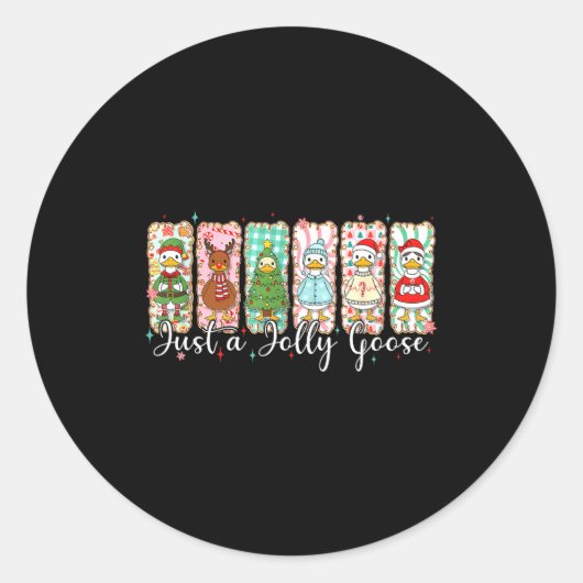 Just A Jolly Goose Funny Christmas Men Women Kids  ラウンドシール (正面)