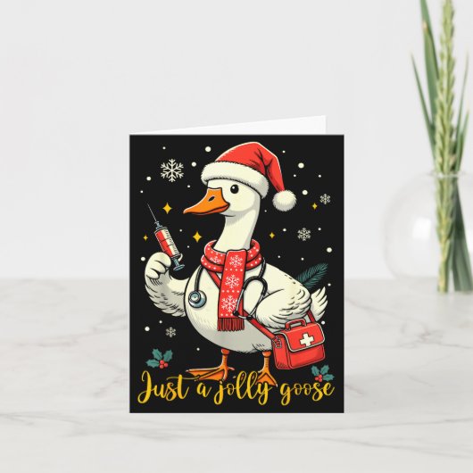 Just A Jolly Goose Nurse Christmas Funny Goose Nur カード (正面)