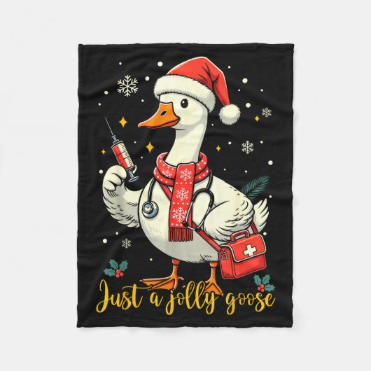 Just A Jolly Goose Nurse Christmas Funny Goose Nur フリースブランケット (正面)