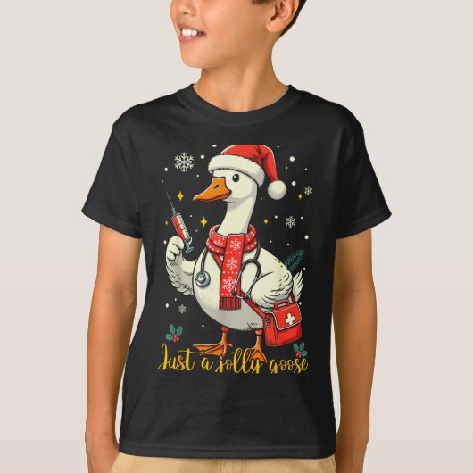 Just A Jolly Goose Nurse Christmas Funny Goose Nur Tシャツ (正面)
