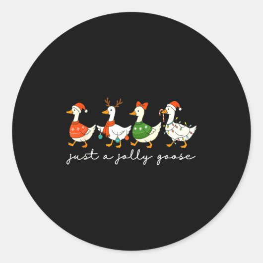 Just A Jolly Goose Santa Christmas Goose Farm Merr ラウンドシール (正面)