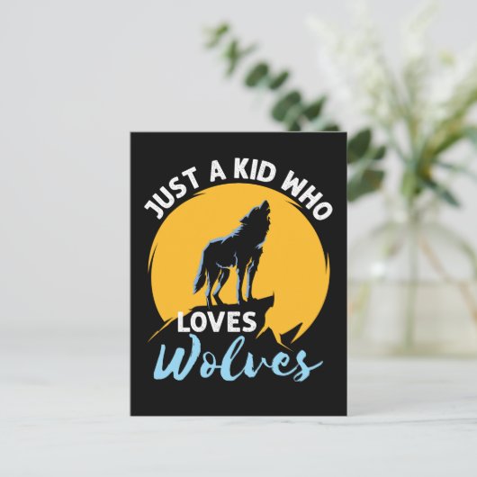 Just a Kid Who Loves Wolves Wolf Lover ポストカード (スタンド正面)