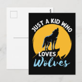 Just a Kid Who Loves Wolves Wolf Lover ポストカード (正面/裏面)