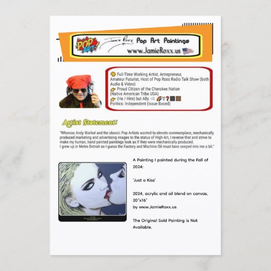 ‘Just a Kiss’ Painting on a Small-Scale Print 招待状 (裏面)