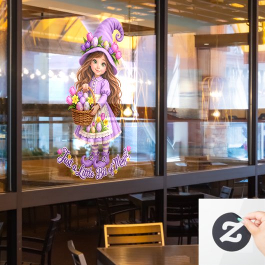 Just A Little Bit Of Magic Cute Whimsical Witch Gi ウィンドウサイン (レストラン窓)