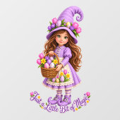 Just A Little Bit Of Magic Cute Whimsical Witch Gi ウィンドウサイン (シート)