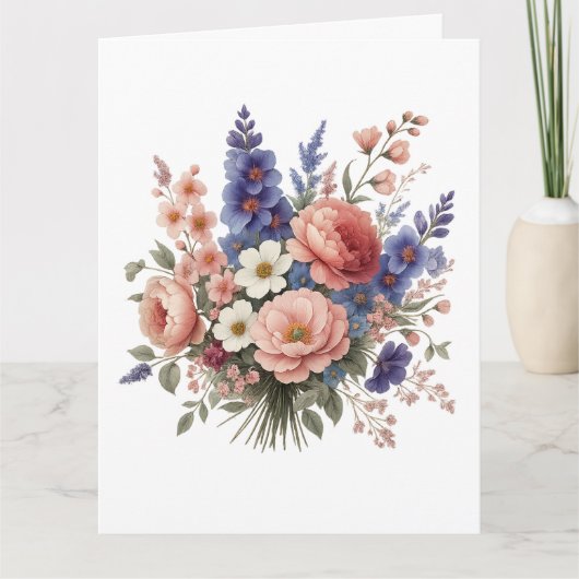 Just a Little Note Elegant Floral Greeting Card サンキューカード (正面)