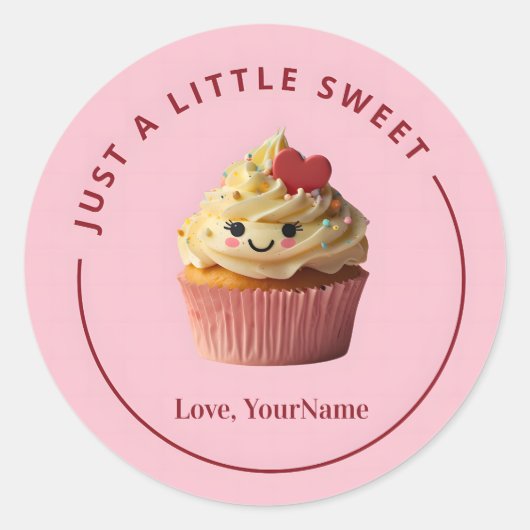 Just a Little Sweet Cupcake Valentine Sticker ラウンドシール (正面)