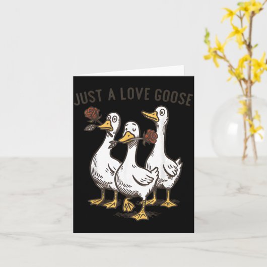 Just A Love Goose Funny Goose Happy Valentine’s Da カード (黄色い花)