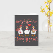 Just A Love Goose Funny Valentine Cute Goose For W カード (黄色い花)