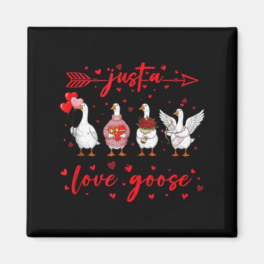 Just A Love Goose Funny Valentine Cute Goose For W マグネット (正面)