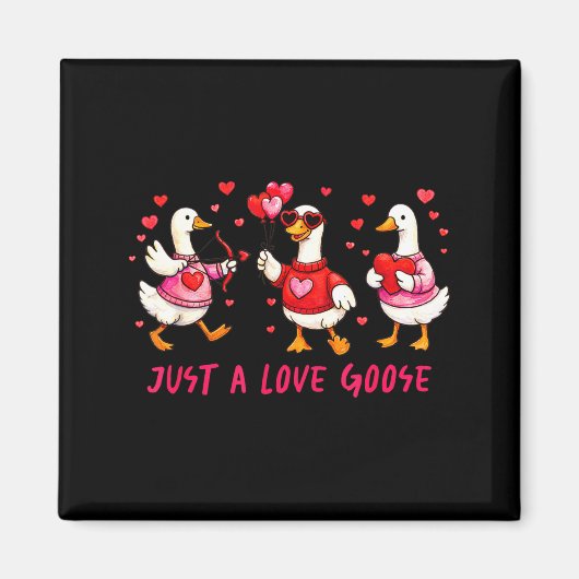 Just A Love Goose Funny Valentine Geese Cud Heart  マグネット (正面)